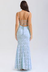 Joan Bluebell Lace Up Back Maxi Dress