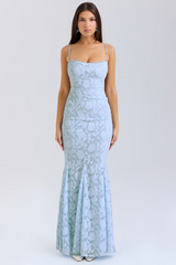 Joan Bluebell Lace Up Back Maxi Dress