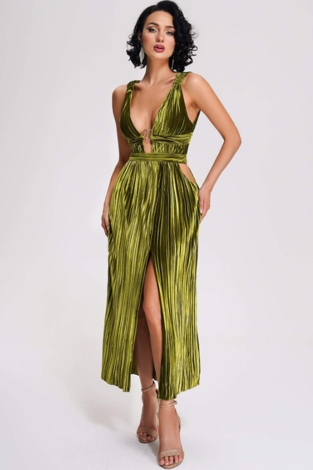 Thyme Velvet Slit Midi Dress | Dress In Beauty