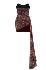 Draped Leopard Mesh Velvet Mini Dress | Dress In Beauty