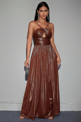 Bronze Spaghetti Strap Backless Dress | Dress In Beauty