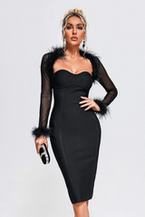 Sweetheart Neckline Black Midi Dress | Dress In Beauty