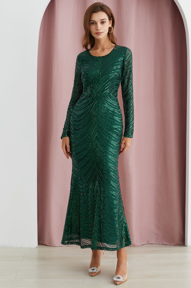 Dark Green Sequin Mermaid Gown | Dress In Beauty