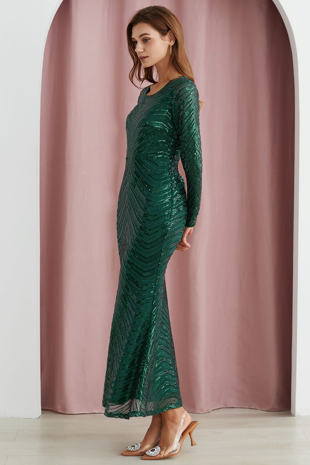 Dark Green Sequin Mermaid Gown | Dress In Beauty