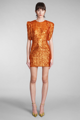 Annie Sequin Mini Dress In Orange | Dress In Beauty