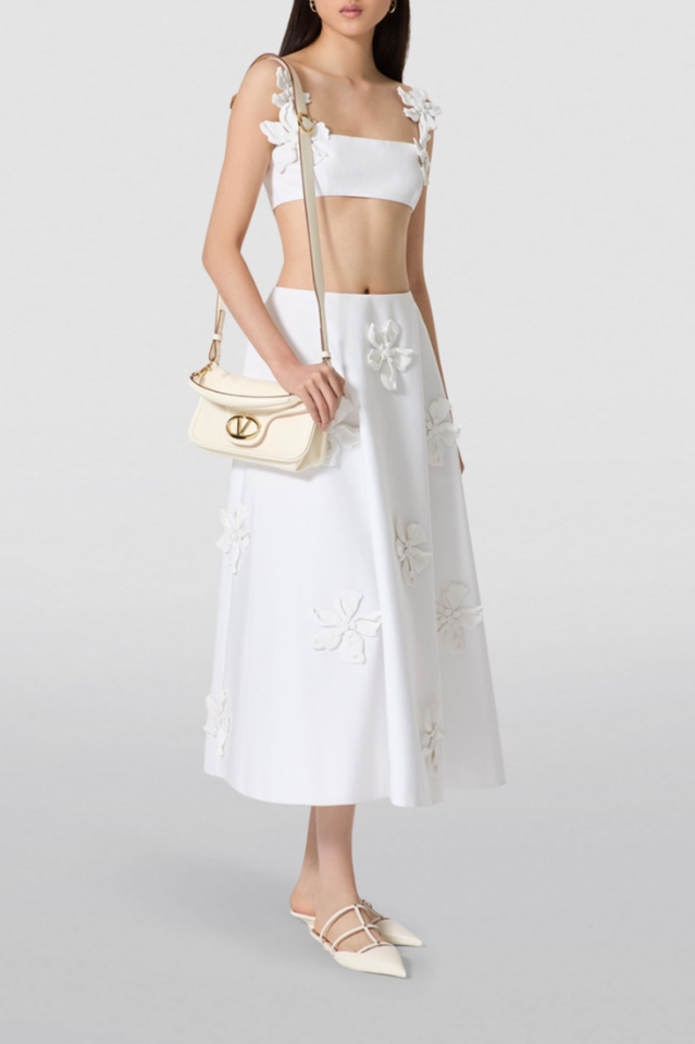 Floral Appliqué Crop Top & Skirt Set | Dress In Beauty