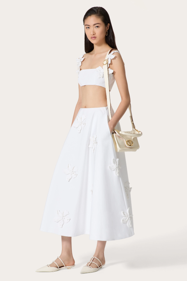 Floral Appliqué Crop Top & Skirt Set | Dress In Beauty