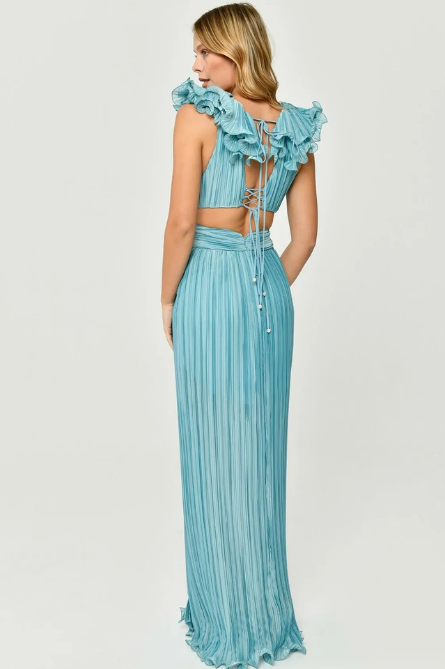 V-Neck Cut-Out Pleated Split Maxi Dress | Dress In Beauty