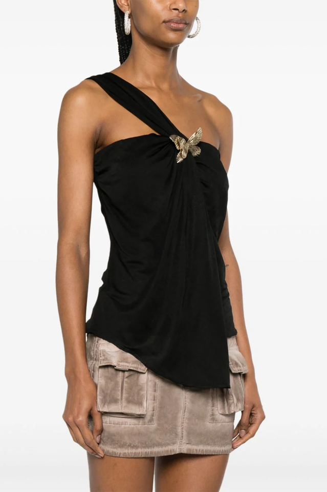 Black Draped Top With An Asymmetrical Cut | Dress In Beauty