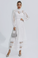 Mariam Hollow Lace Long Sleeve Dress | Dress In Beauty