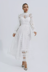 Mariam Hollow Lace Long Sleeve Dress | Dress In Beauty