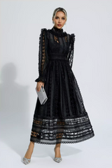 Mariam Hollow Lace Long Sleeve Dress | Dress In Beauty