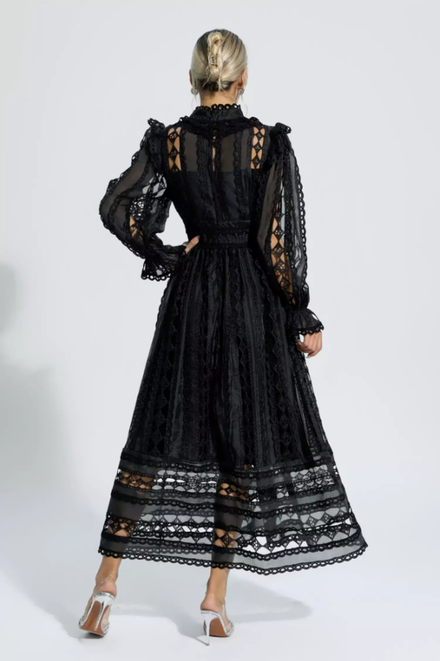 Mariam Hollow Lace Long Sleeve Dress | Dress In Beauty