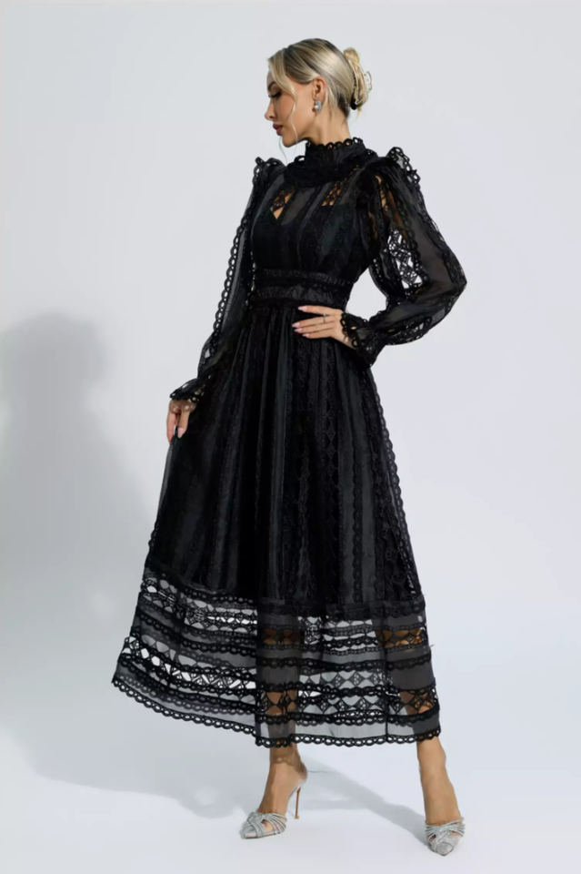 Mariam Hollow Lace Long Sleeve Dress | Dress In Beauty