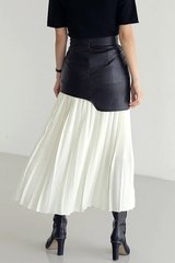 High Waist Patchwork Midi Skirt