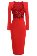 Melissa Long Sleeve Sequin Midi Dress