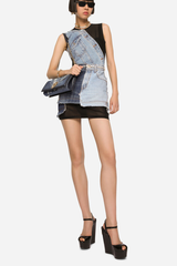 Patchwork Denim & Jersey Minidress