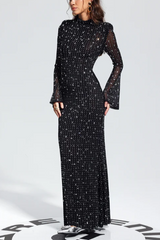 Crystal-Embellished Mesh Maxi Dress