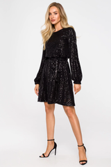 Sequin Dress With Puff Sleeves