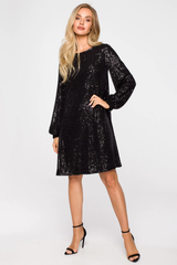 Sequin Dress With Puff Sleeves