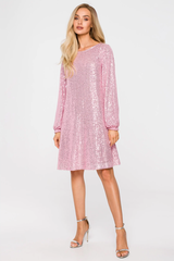 Sequin Dress With Puff Sleeves