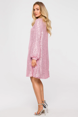 Sequin Dress With Puff Sleeves