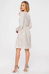 Sequin Dress With Puff Sleeves