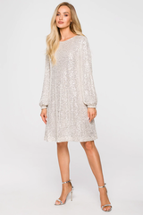 Sequin Dress With Puff Sleeves