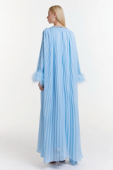 Yvonne Diamante Feathered Pleated Dress