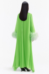 Yvonne Diamante Feathered Pleated Dress