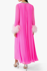 Yvonne Diamante Feathered Pleated Dress