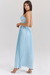 Marcella Ocean Blue Pleated Maxi Dress