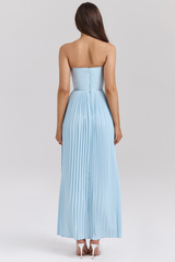 Marcella Ocean Blue Pleated Maxi Dress