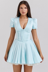 Imani Delicate Satin Pleated Mini Dress