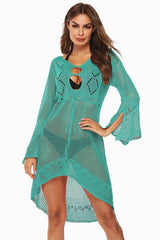 Hollow Out Trumpet Sleeve Cover Up - Dress In Beauty