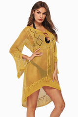 Hollow Out Trumpet Sleeve Cover Up - Dress In Beauty