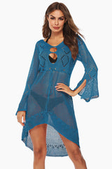 Hollow Out Trumpet Sleeve Cover Up - Dress In Beauty