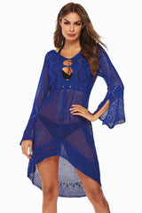 Hollow Out Trumpet Sleeve Cover Up - Dress In Beauty